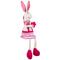 16.5" Pink & Cream Sitting Girl Easter Rabbit Figure with Dangling Legs